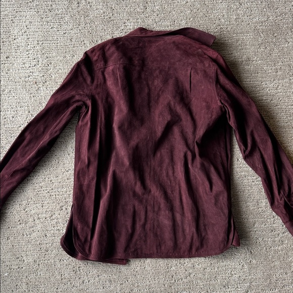 Burgundy Suede Button Down Shirt - Picture 7 of 9